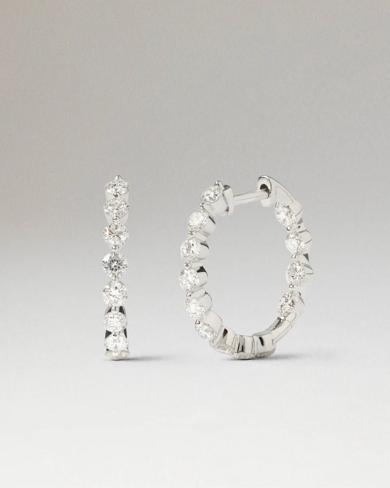 Diamonds and White Gold Leda Hoops