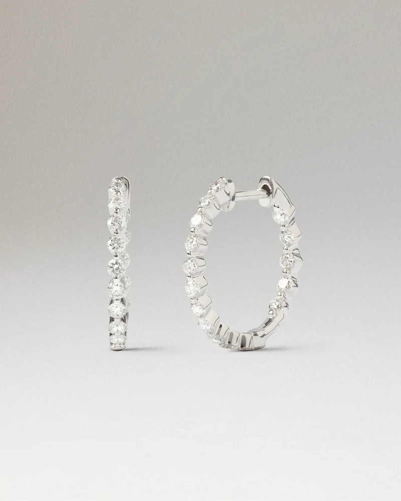 Diamonds and White Gold Celine Hoops