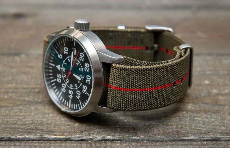 Military Stretch Nylon Watch Strap, Army Style Single Pass Watch Band by FinWatchStraps®,watch lugs 20 mm,22 mm.