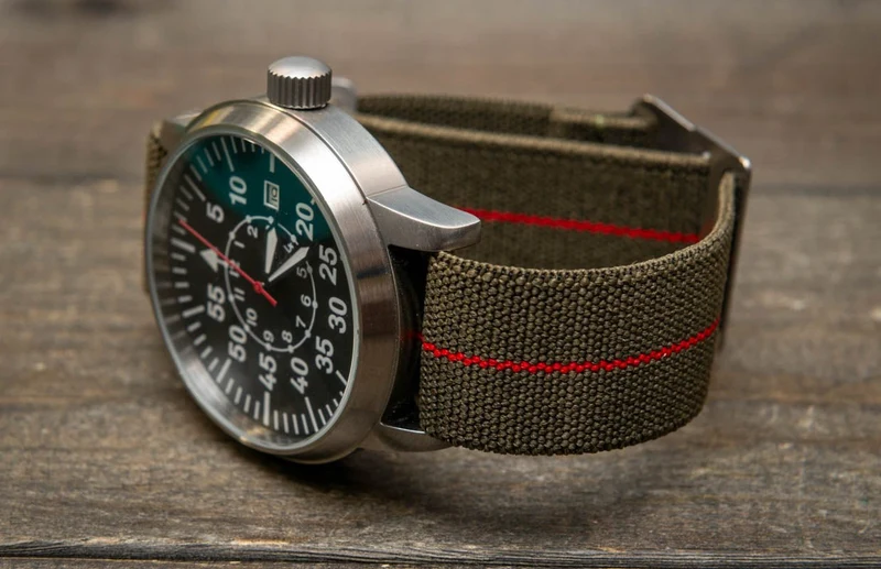 Nylon Elastic watch strap, adjustable Marine Nationale Parachute watch band, 20 mm, 22 mm