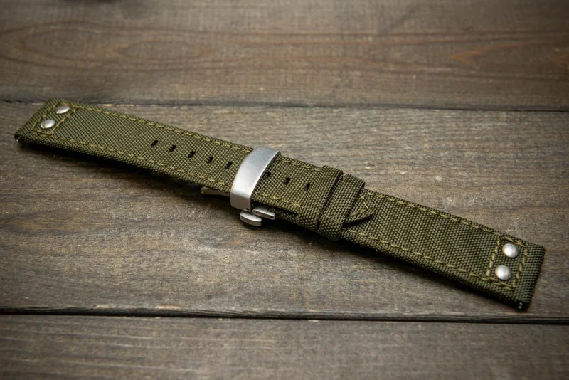 Cordura military grade watch strap, JetPilot watch band by FinWacthStraps®. Deployment clasp installed.
