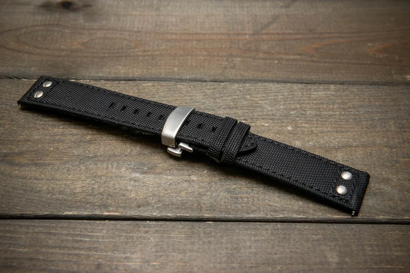 Cordura military grade watch strap, Airborne Commander watch band by FinWacthStraps®. Deployment clasp installed.