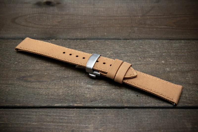 Sailcloth waterproof watch strap. Deployment clasp.