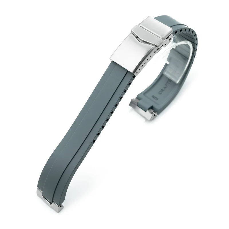 20mm Crafter Blue - MX03-813 Light-Grey FKM Rubber Strap With End Links For Seiko Speedtimer SSC813