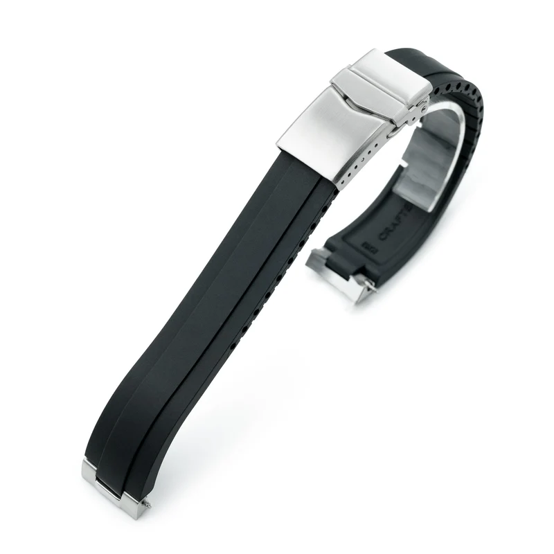 20mm Crafter Blue - MX03-813 Black FKM Rubber Strap With End Links For Seiko Speedtimer SSC813