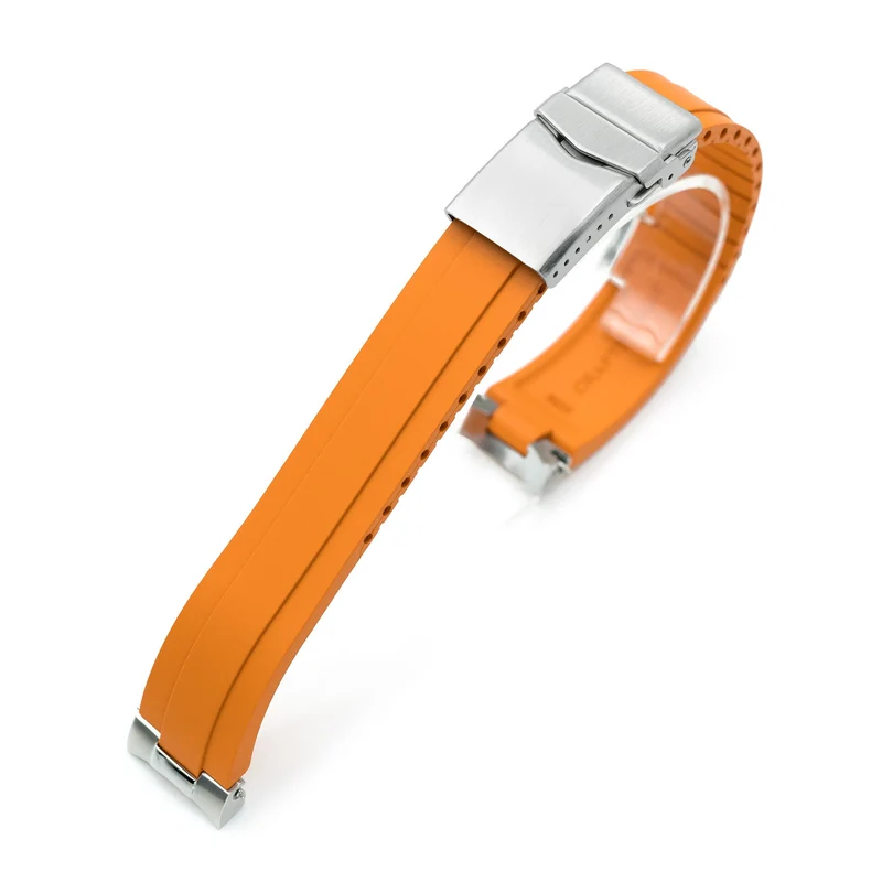 21mm Crafter Blue - MX03-911 Orange FKM Rubber Strap with Curved End Links For Seiko Speedtimer SSC911
