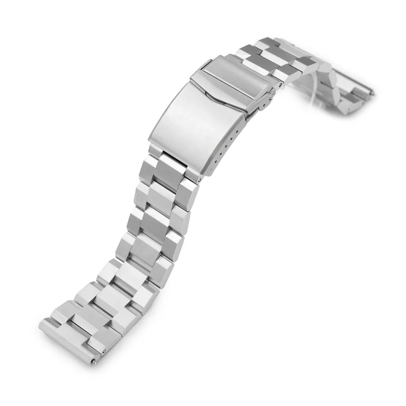 24mm Hexad III (Pull-Twist) QR Watch Band Straight End Quick Release, 316L Stainless Steel Brushed V-Clasp