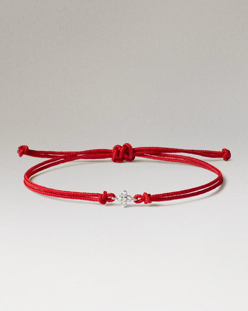 Diamonds and White Gold Maggie Red Cord Bracelet