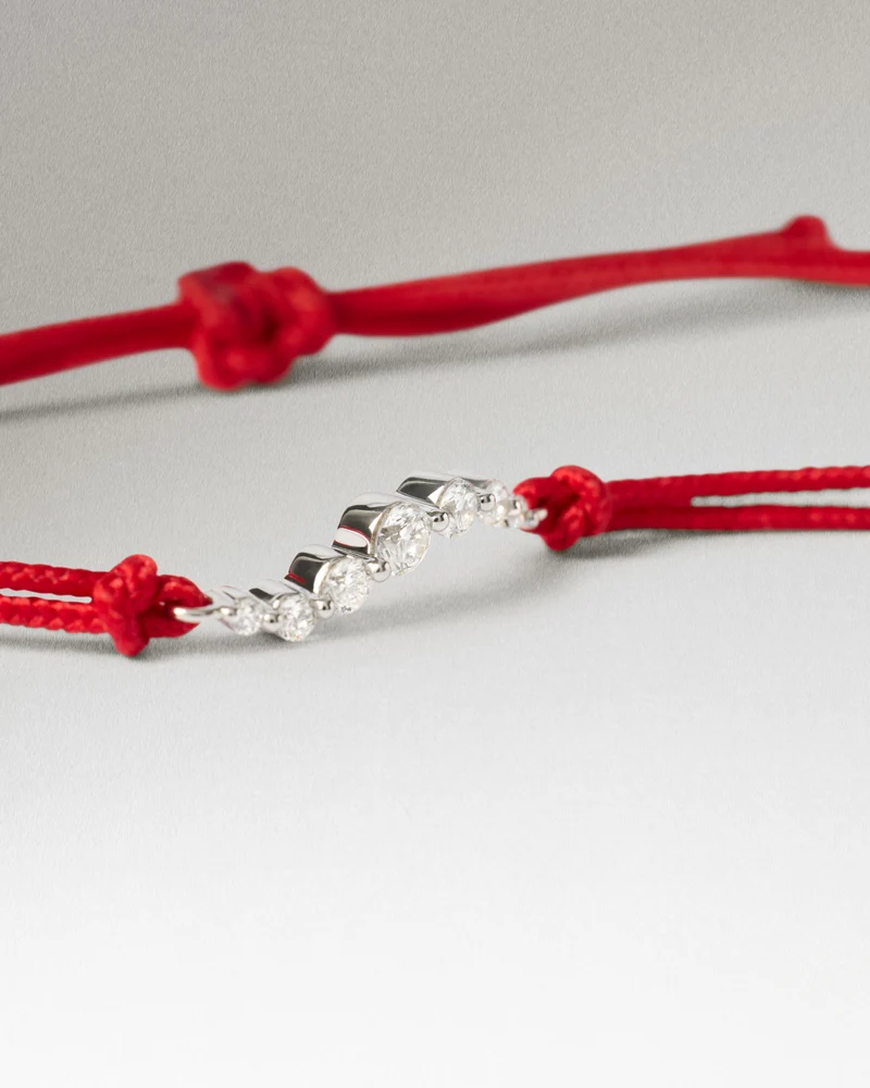 Diamond and Gold Venus Red Cord Bracelet