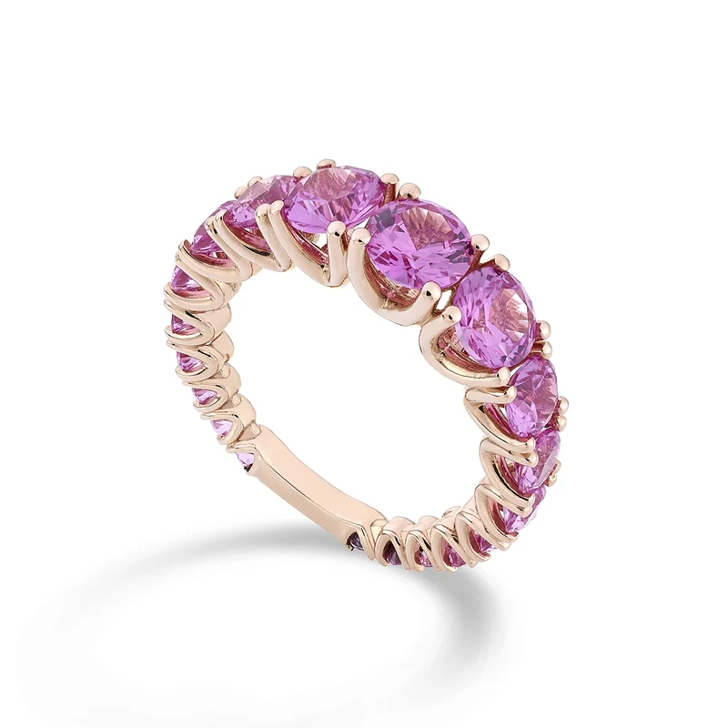 Mikiko an 18kt zaffiro rosa lab a scalare con barretta oro rosa MXDABIC1498ZFPO3