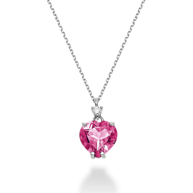 Mikiko cl 18k topazio pink cuore 8x8 ct.2,10 diam. ct.0,025 MPCL198DITPPK88O4