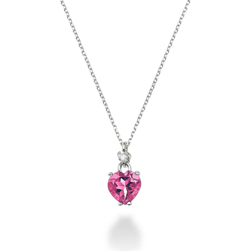 Mikiko cl 18k topazio pink cuore 6x6 ct.1,00 diam. ct.0,02 MPCL198DITPPK66O4