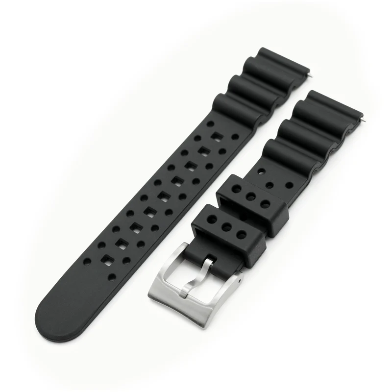 Black Quick Release FKM Rubber Diver Strap 18mm 20mm 22mm