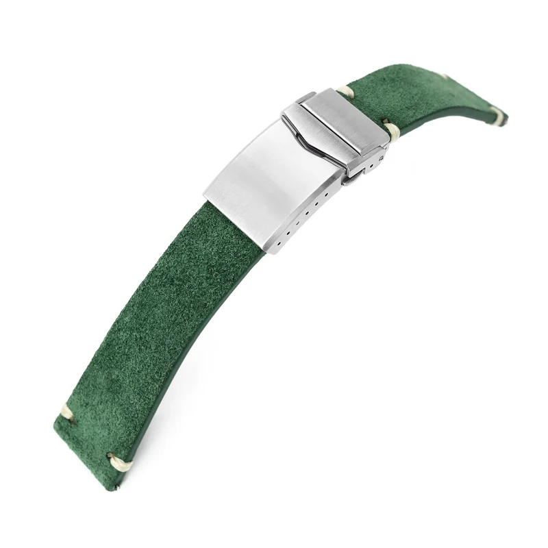 Green Suede One-Piece Leather Quick Release Strap 20mm 22mm