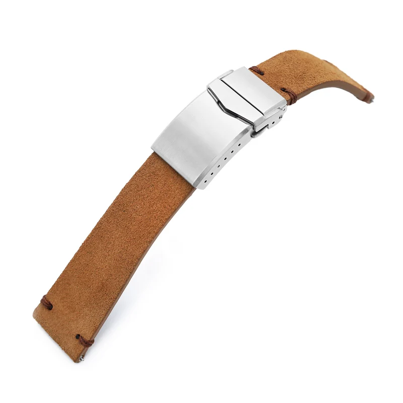 Tan Suede One-Piece Quick Release Watch Strap 20mm 22mm