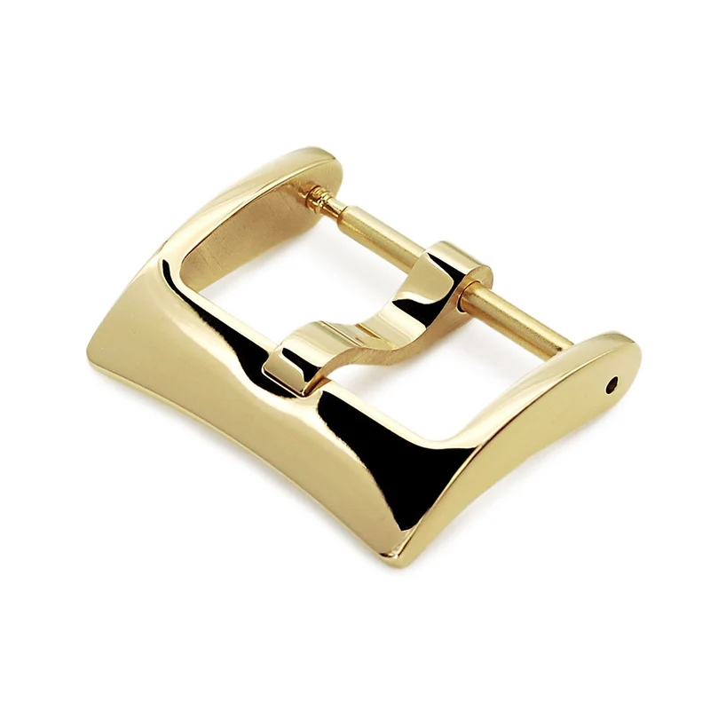 16mm, 18mm, 20mm #65 Classic Tang Buckle for Leather Watch Strap, Polished IP Gold