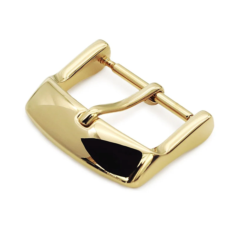 18mm, 20mm #64 Sporty Tang Buckle for Leather Watch Strap, Polished IP Gold