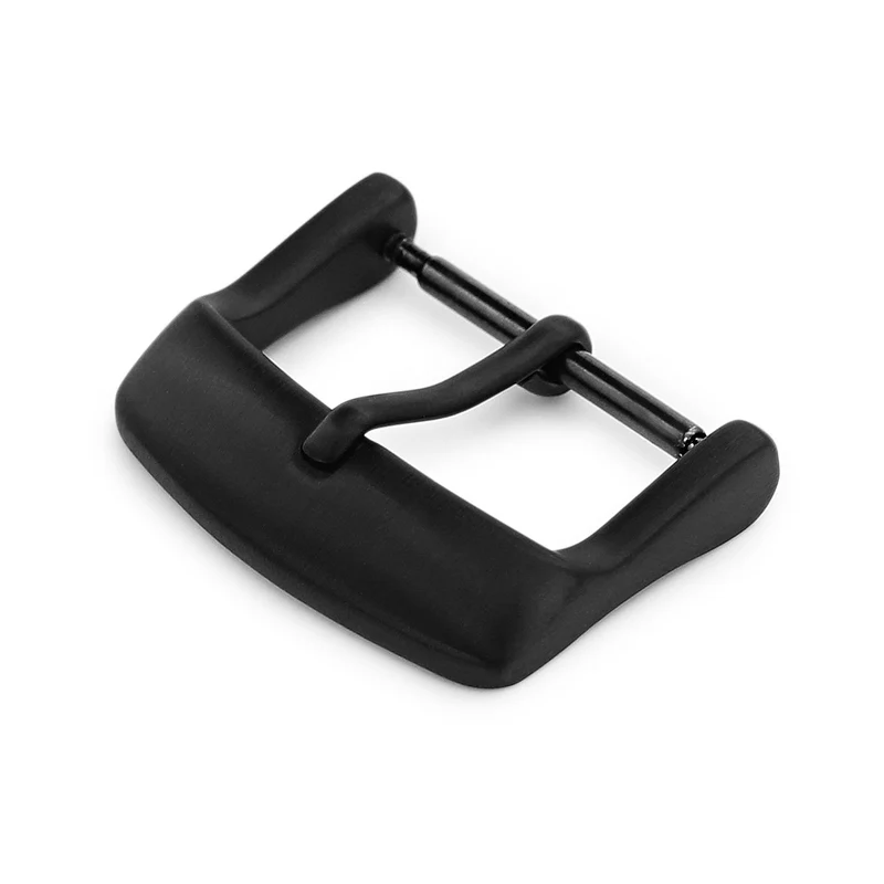 18mm, 20mm #64 Sporty Tang Buckle for Leather Watch Strap, PVD Black