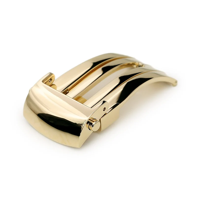 18mm IP Gold Roller Deployment Clasp for Leather Watch Straps