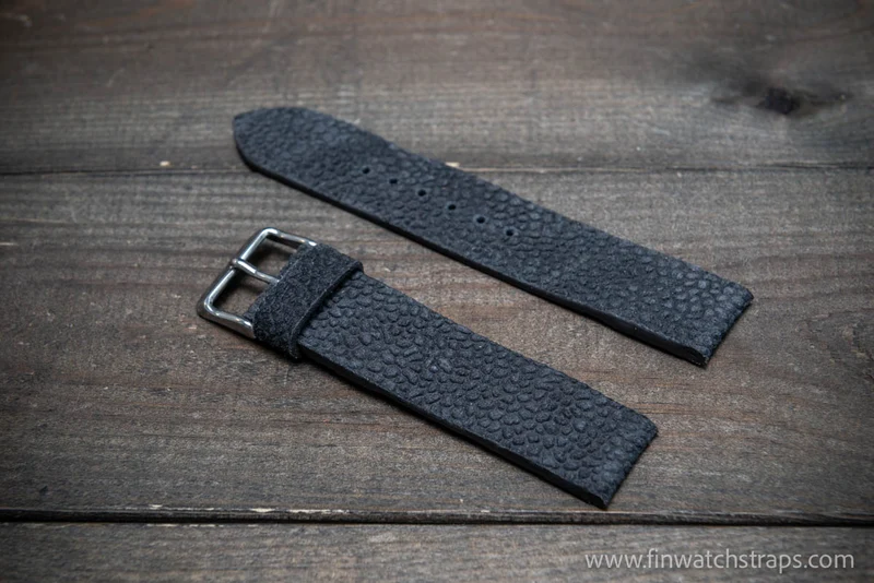 Leather watch strap, handmade in Finland. Grey stone.