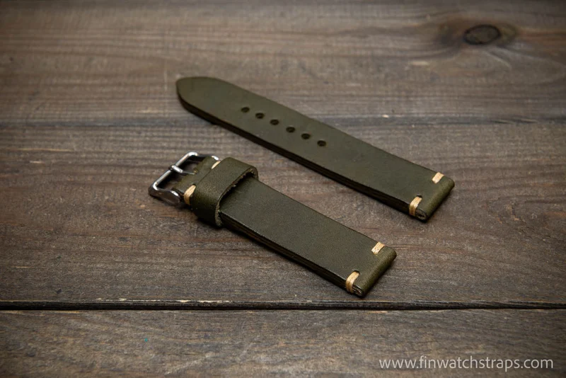 Leather Watch Strap, Italian Vachetta watch band. Handmade in Finland, 16,17,18,19,20,21,22,23,24,25,26 mm.