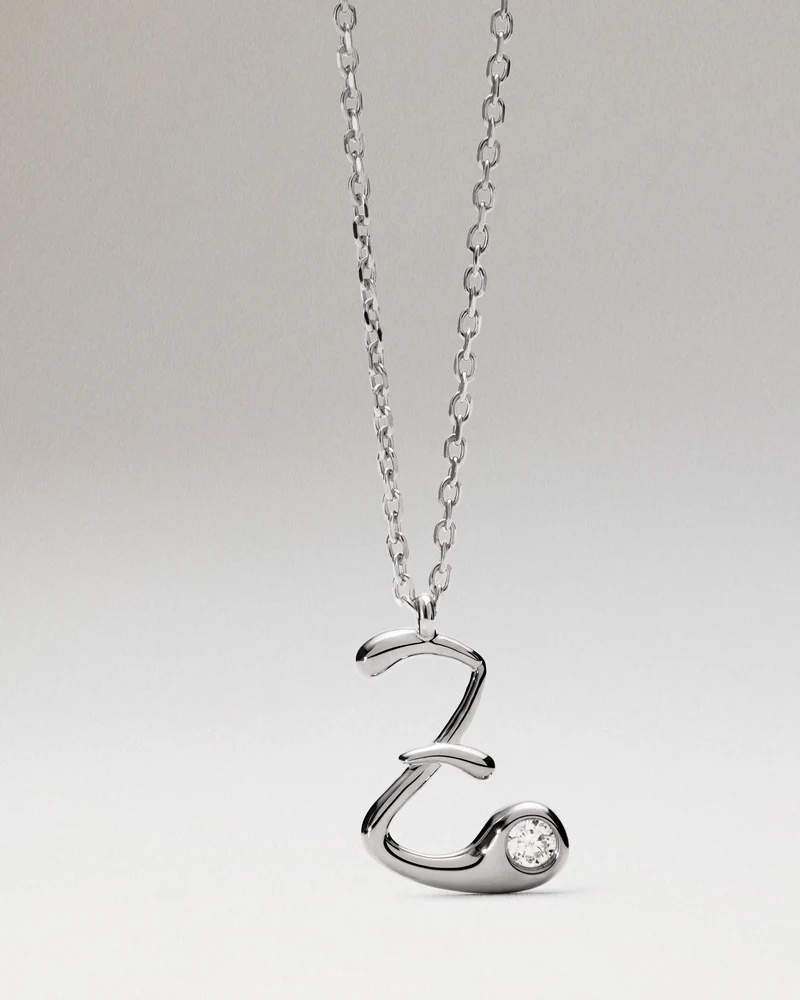 Z initial silver pendant necklace