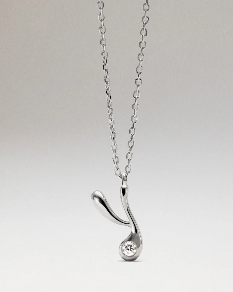 Y initial silver pendant necklace