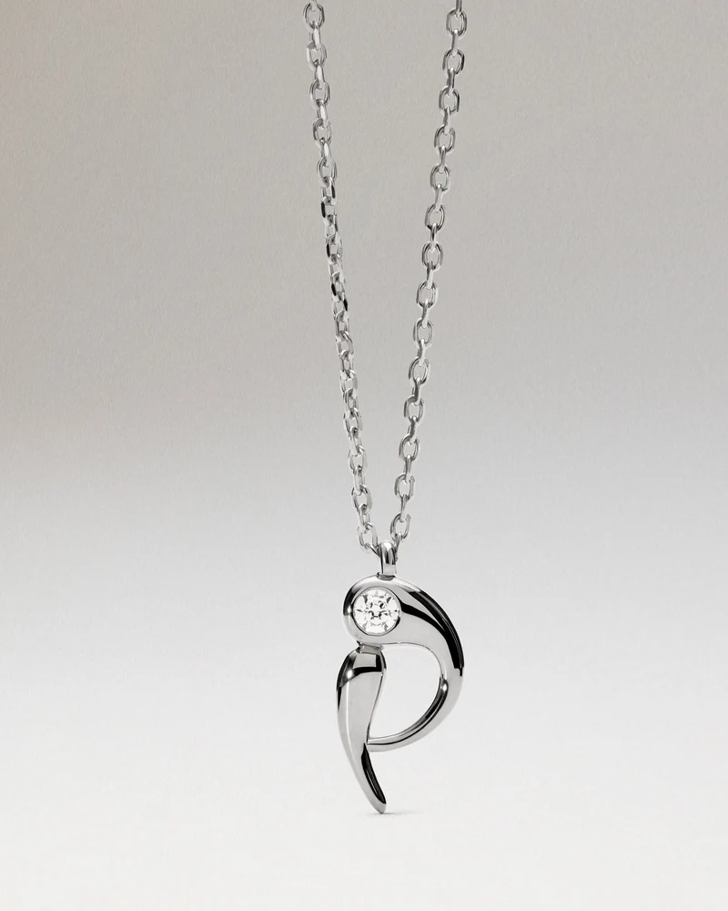 P initial silver pendant necklace