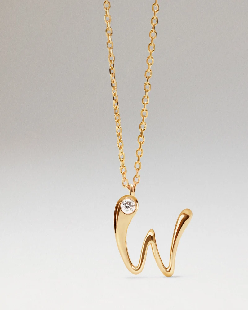 W initial pendant necklace