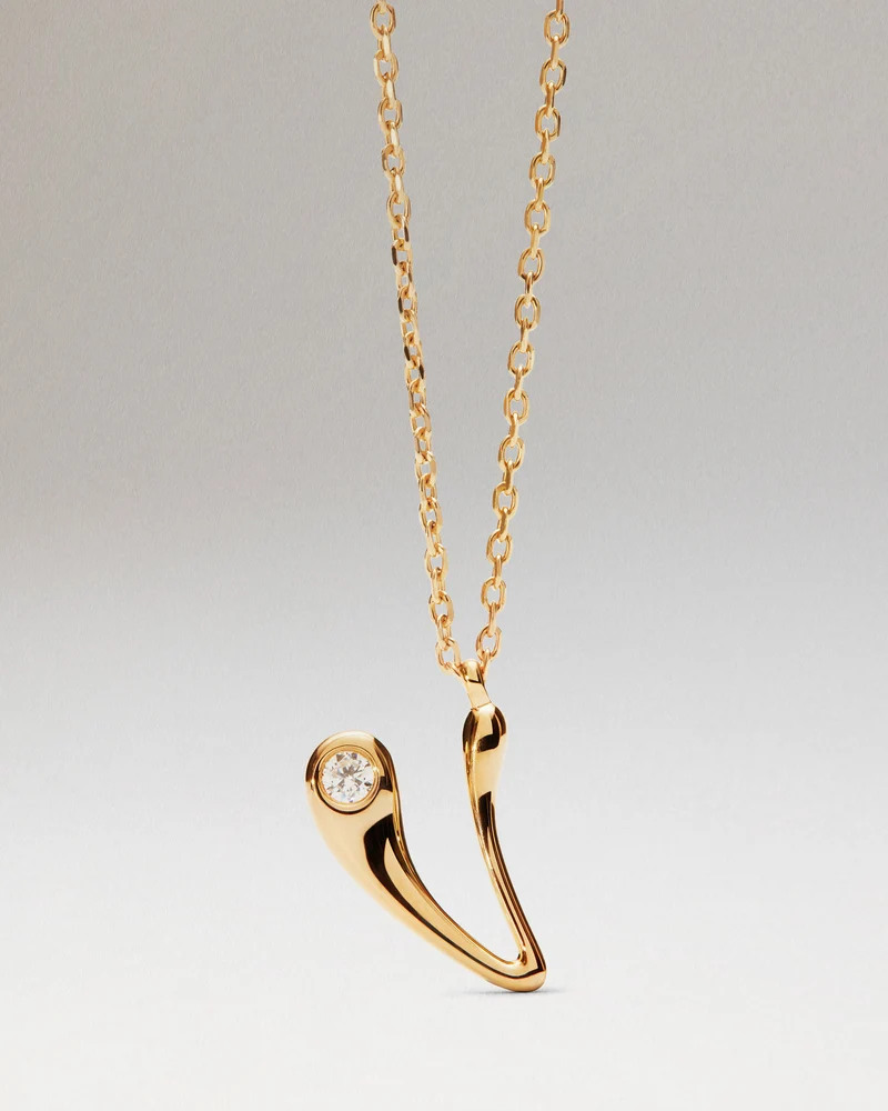 V initial pendant necklace