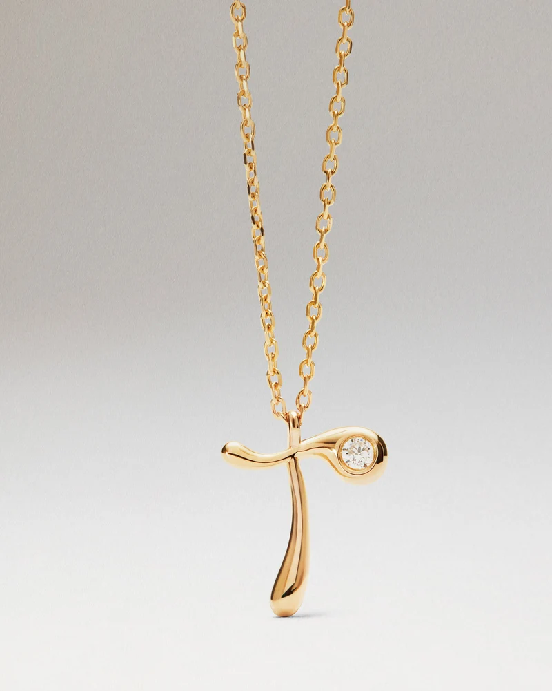T initial pendant necklace