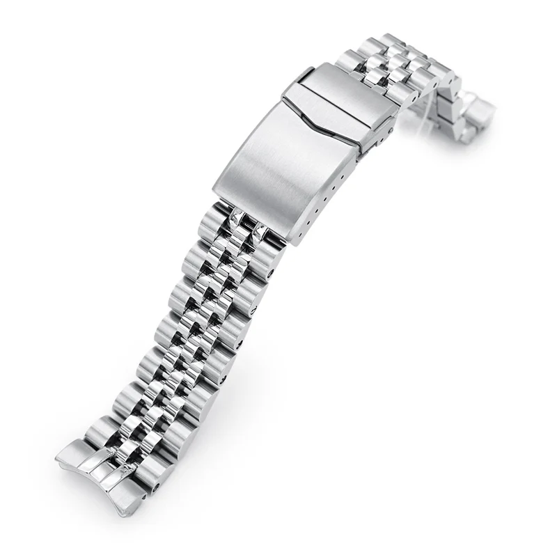 20mm Angus-J Louis Watch Band for Seiko Mini Turtles SRPC35 SBDY109 SBDY085, Stainless Steel - Brushed with Polished Center, V Diver Clasp