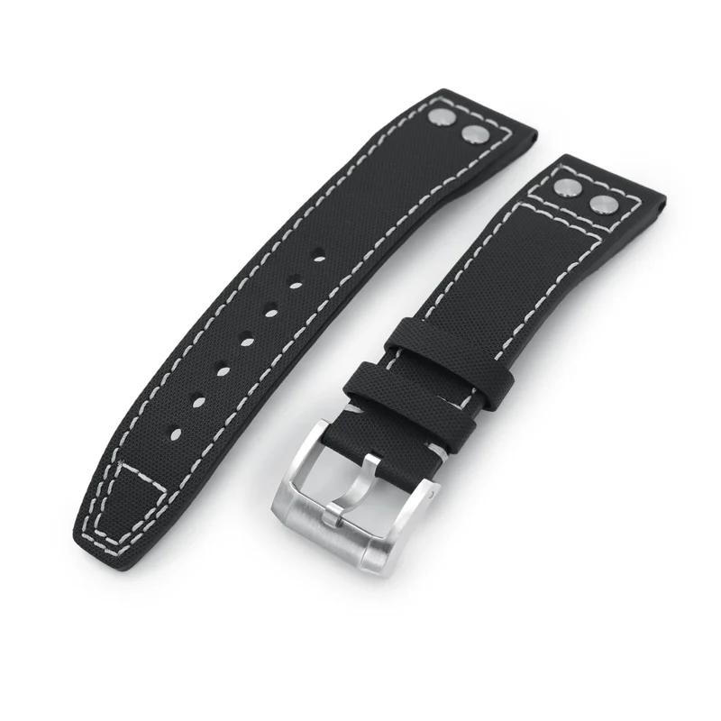 Pilot Black Woven Texture Rivet Strap 20mm to 23mm