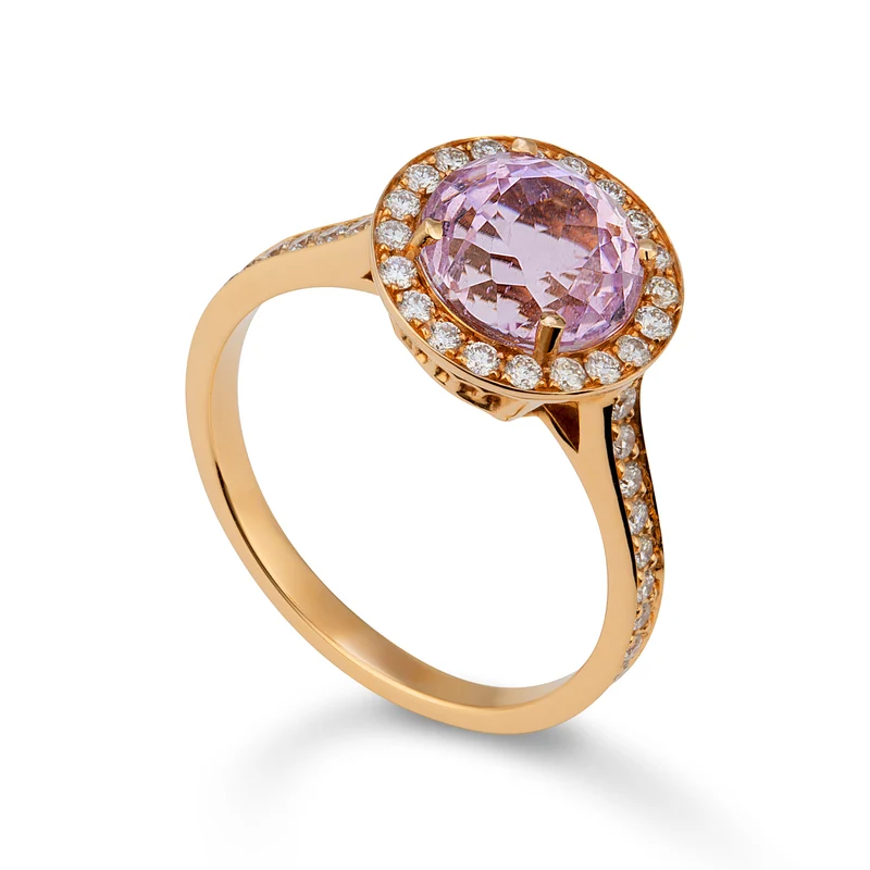 World Diamond Group anello kunzite round 8x8 e diamanti ACLC71DIKZ1-22186110057