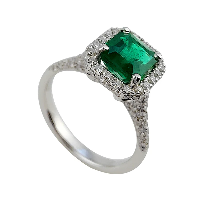 Golay anello smeraldo ott 6x6 con contorno di diamanti ACLC633DSM66-25048110078