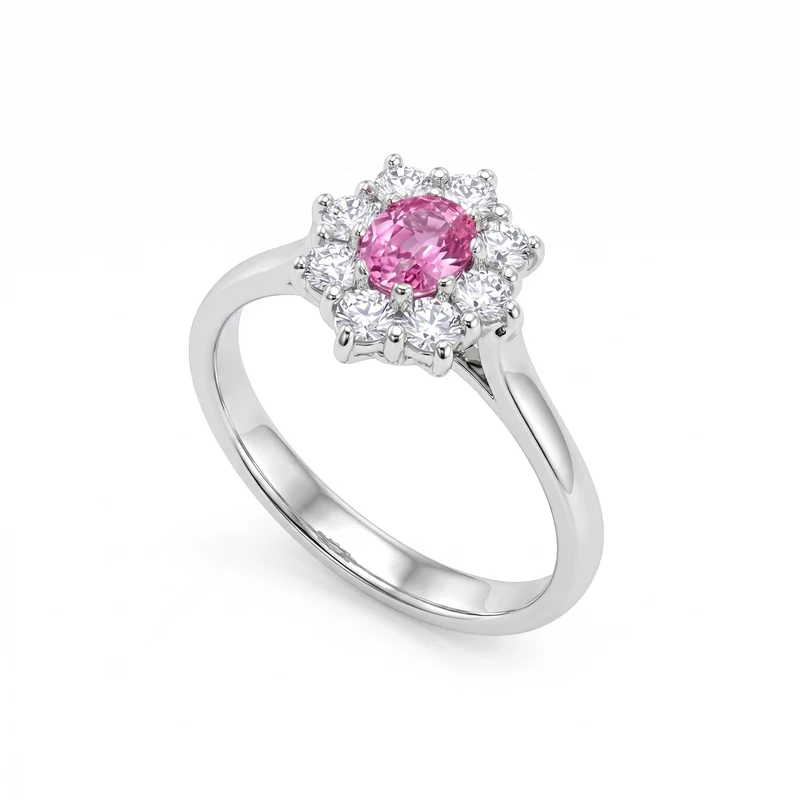 Golay anello zaffiro pink ovale 5x4 e contorno 8 pietre ACLC461DZP54-24190110004