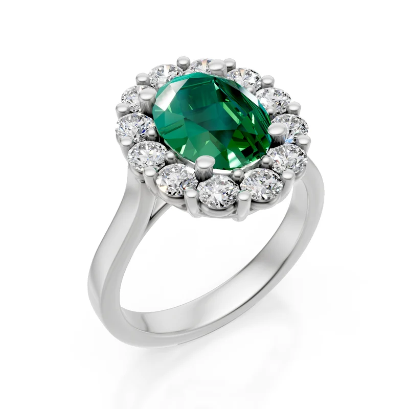 Golay anello smeraldo ov 9x7 e contorno margh. 12 pietre ACLC451DSM97-24155110012