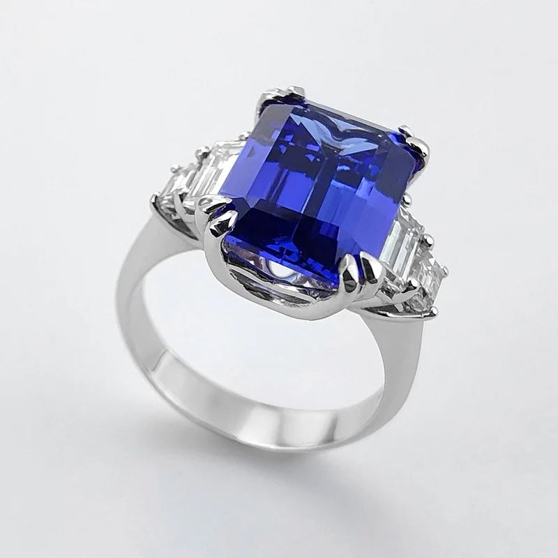 Golay anello tanzanite ott 13x9 e 4 baguette laterali ACLC431DITZ139-24079110130