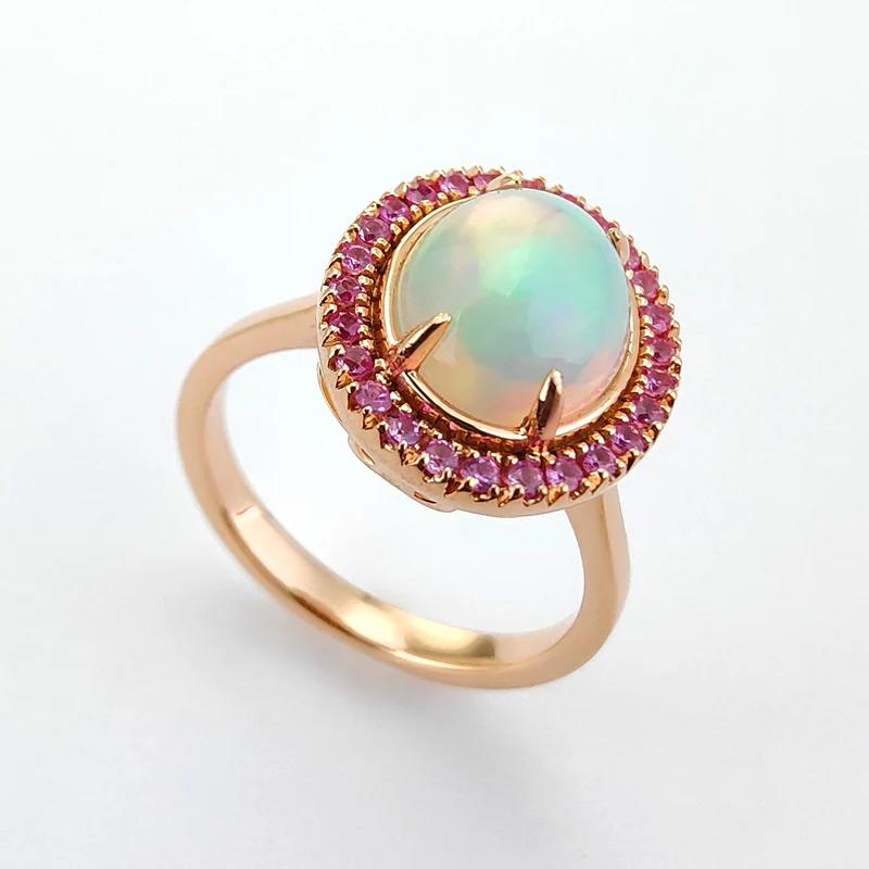 Golay anello opale cabochon 10x8 e contorno zaff. pink ACLC430ZPOP-24080110056