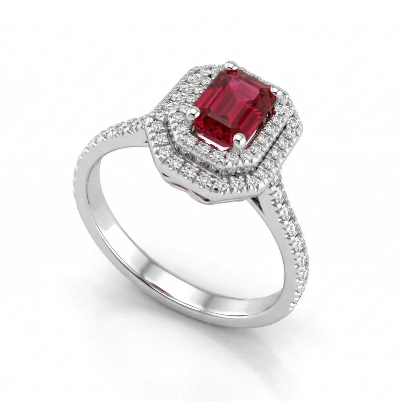 Golay anello rubino ott 6x4 doppio cont e gambo inc ACLC324DIRU64-23346110048