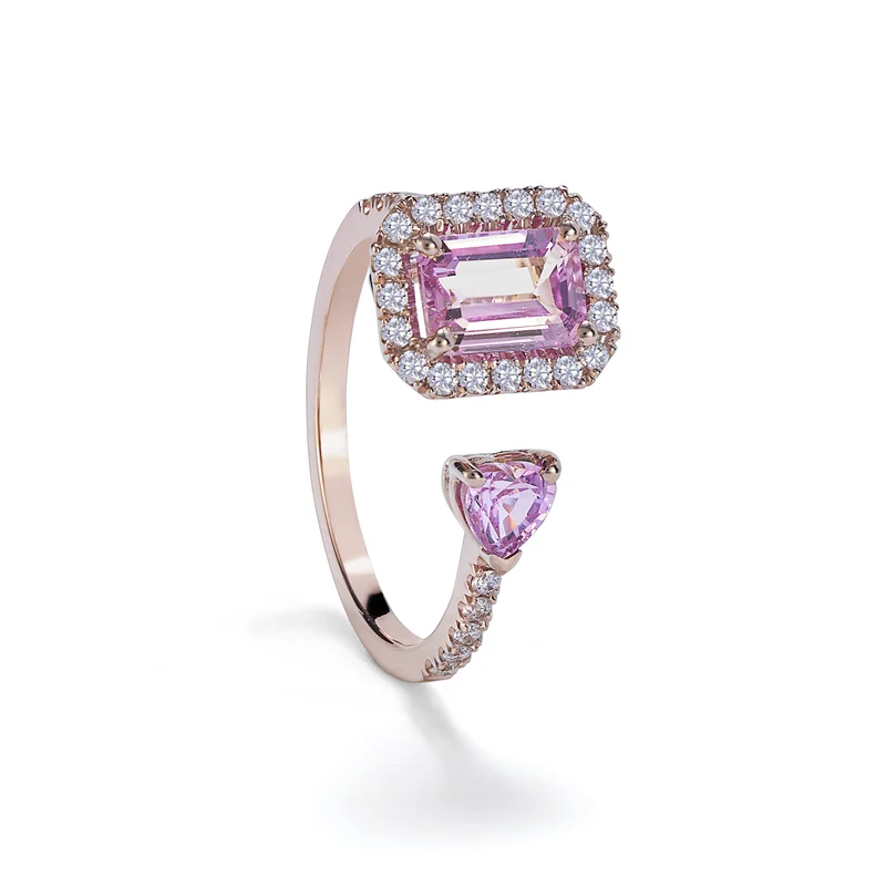 Golay anello contrarier zaffiri pink ott 7x5 e cuore 4x4 ACLC311DIZP-22188110019