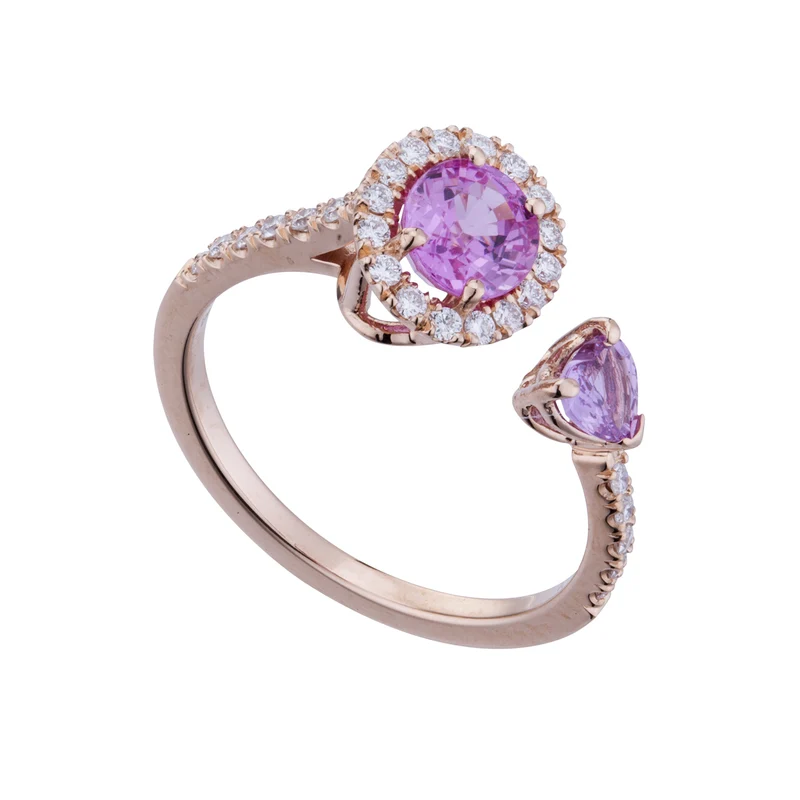 Golay anello contrarier zaffiri pink ov 7x5 e cuore 4x4 ACLC310DIZP-22063110020