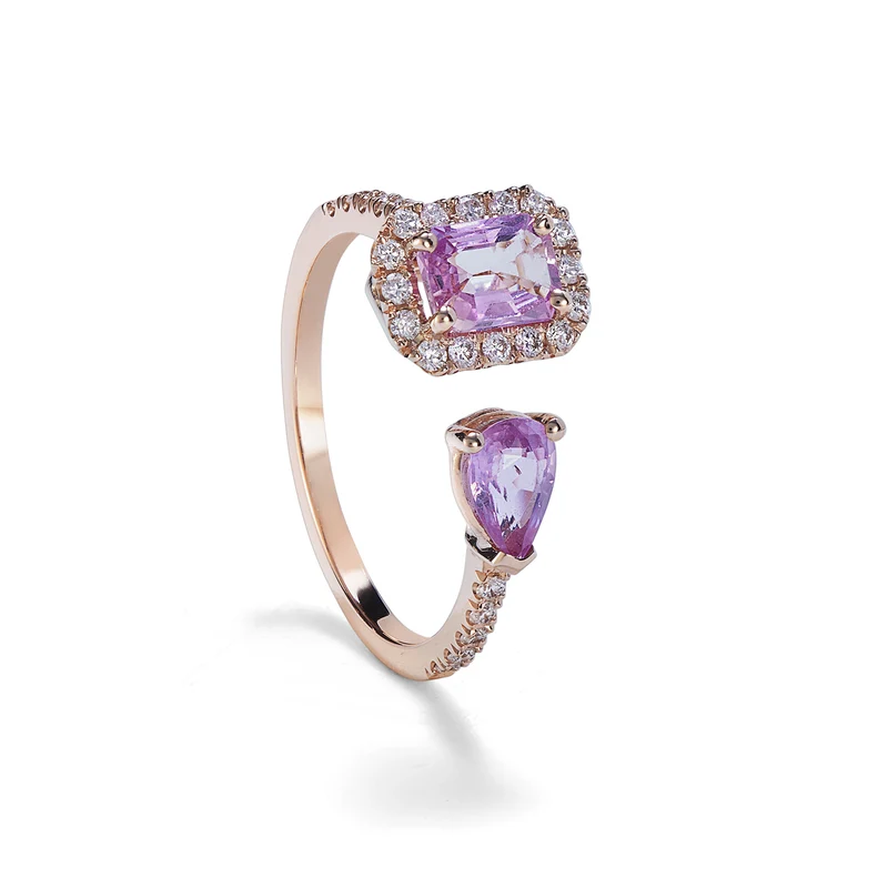 Golay anello contrarier zaffiri pink ot 6x4 e goccia 6x4 ACLC309DIZP-22147110068