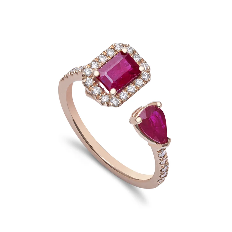 Golay anello contrarier rubini ott 6x4 e goccia 6x4 ACLC309DIRU-22172110052