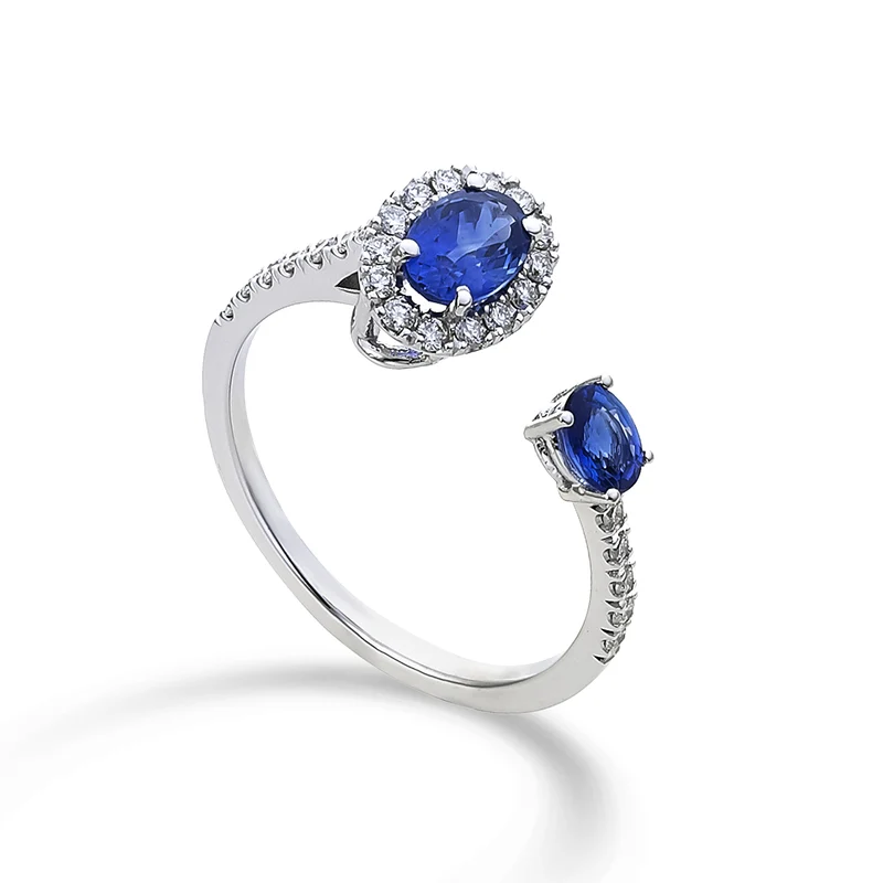 Golay anello contrarier zaffiri ovali 6x4 e 4x3 ACLC301DIZB1-22244110040