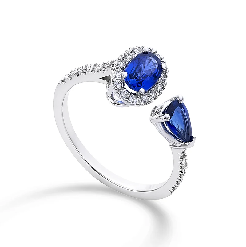 Golay anello contrarier zaffiri ovale 6x4 e goccia 6x4 ACLC300DIZB-22146110022