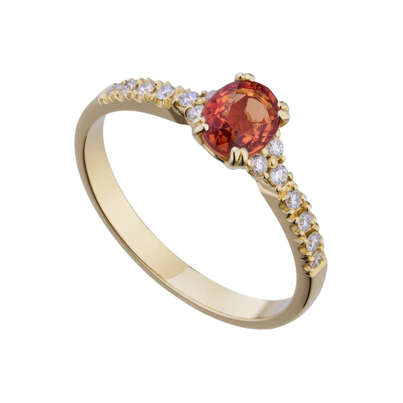 Golay anello diamanti con zaffiro orange ovale 5x6 ACLC201DIZO-21032110029