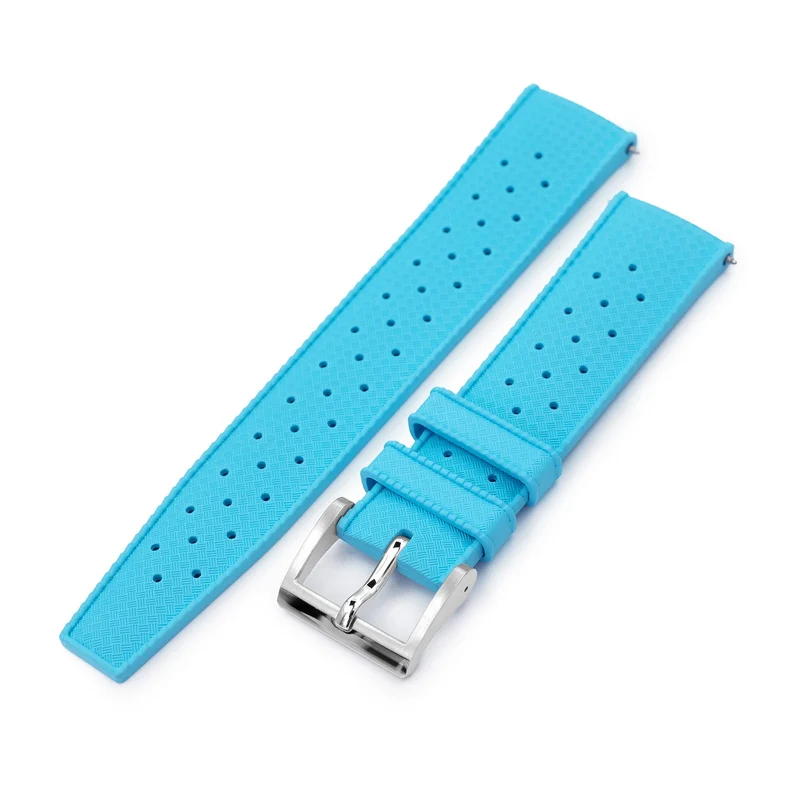 Quick Release Sky Blue Tropical-Style Pro FKM rubber watch strap, 18mm - 22mm