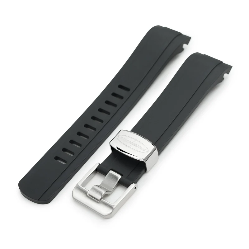 22mm Crafter Blue Black FKM Rubber Strap for Seiko 5 Sports SRPD