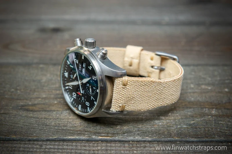 Vintage washed canvas Pilot watch strap, Aviator model, Military style tapered model 19x16mm, 20x16mm, 21x18mm, 22x18mm, 23x20mm, 24x20mm. Full customisation options.
